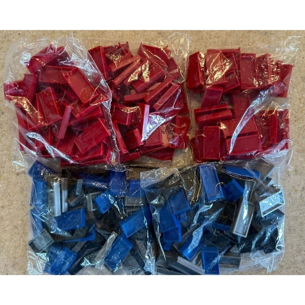 1993 Domino Rally REPLACEMENT Parts 5 Bags domino pieces Red Blue gray game